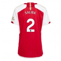 Camisa de Futebol Arsenal William Saliba #2 Equipamento Principal Mulheres 2023-24 Manga Curta